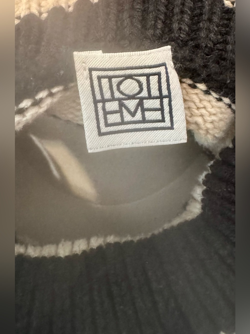 TOTEME Signature Striped Wool Blend Turtleneck Sweater Black Beige M Retail $570 - Picture 12 of 13